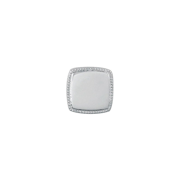 Rhodium Finish Brite Square Bead Edge Polish Tie Tack