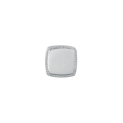 Rhodium Finish Brite Square Bead Edge Polish Tie Tack