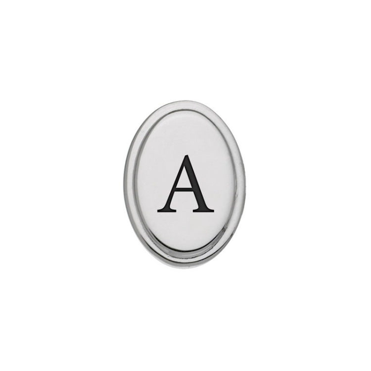 Rhodium Finish Initial W/Black Epoxy 'A' Tie Tac
