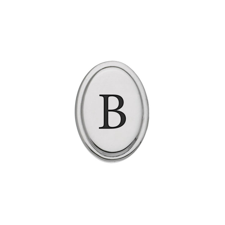 Rhodium Finish Initial W/Black Epoxy 'B' Tie Tac