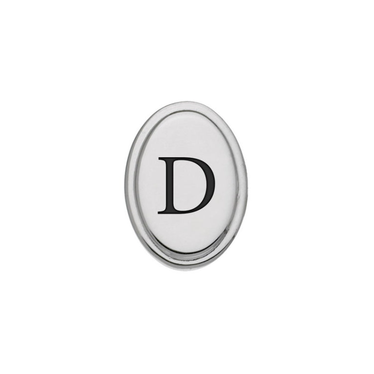 Rhodium Finish Initial W/Black Epoxy 'D' Tie Tac