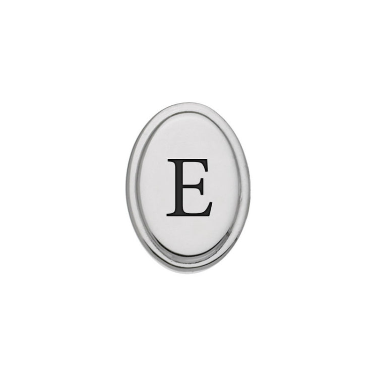 Rhodium Finish Initial W/Black Epoxy 'E' Tie Tac