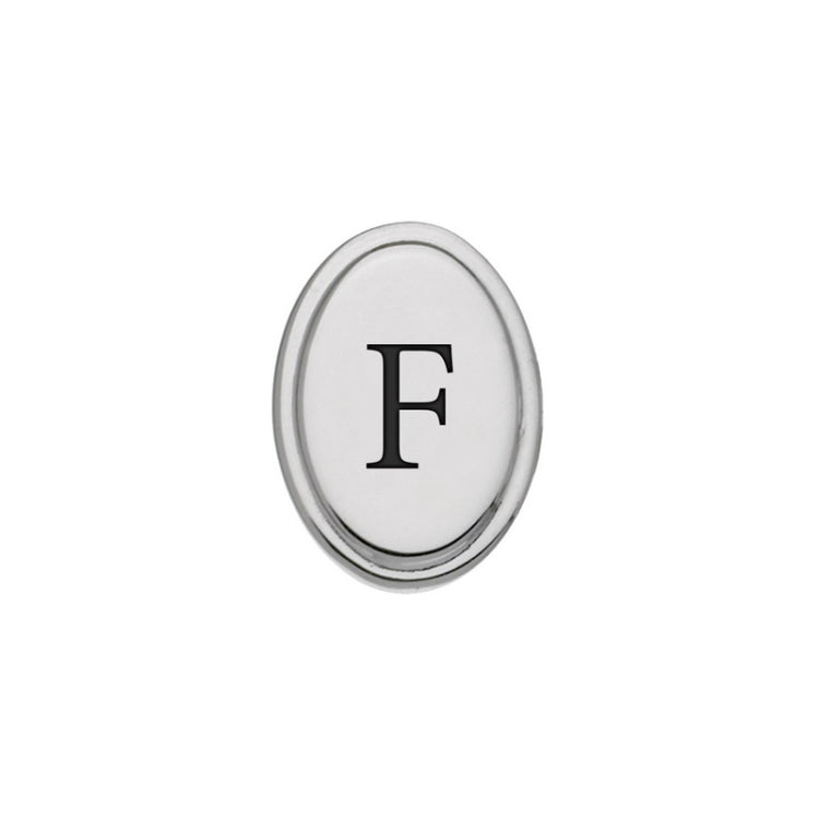 Rhodium Finish Initial W/Black Epoxy 'F' Tie Tac
