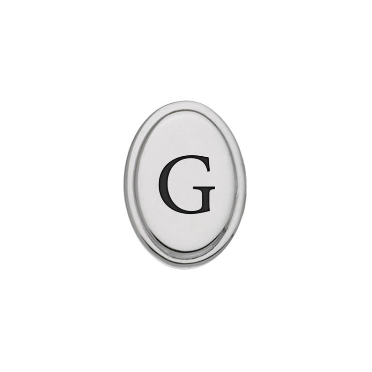 Rhodium Finish Initial W/Black Epoxy 'G' Tie Tac