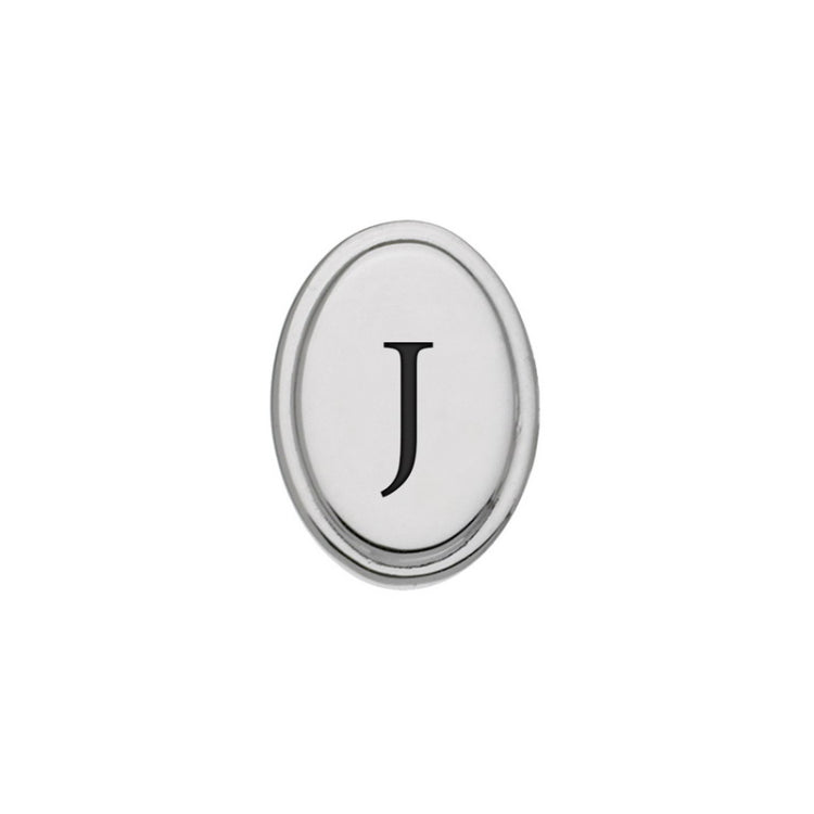 Rhodium Finish Initial W/Black Epoxy 'J' Tie Tac