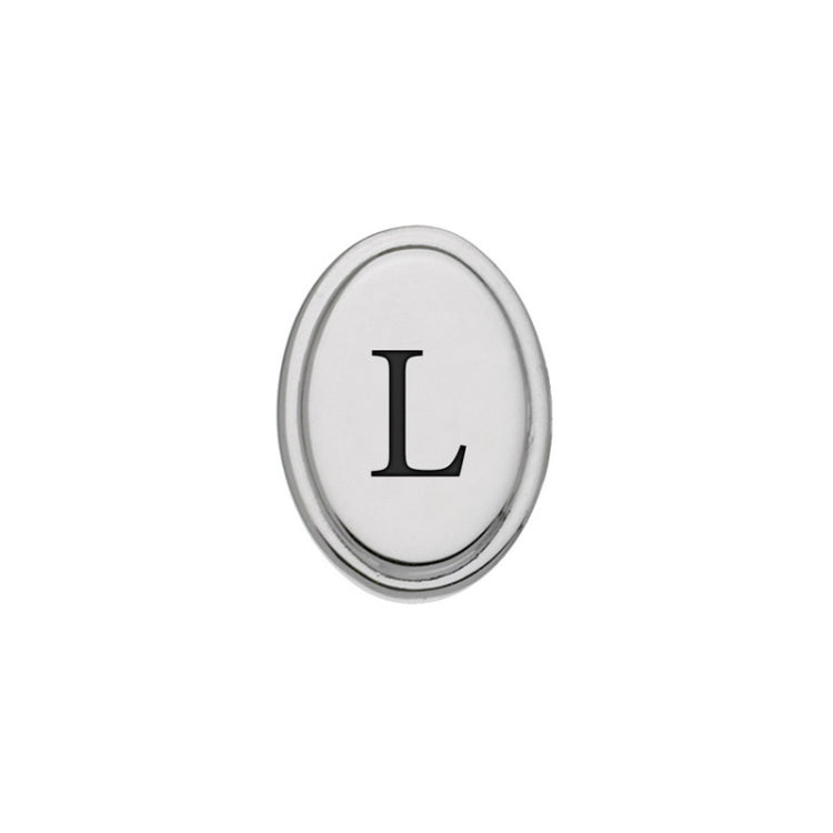 Rhodium Finish Initial W/Black Epoxy 'L' Tie Tac