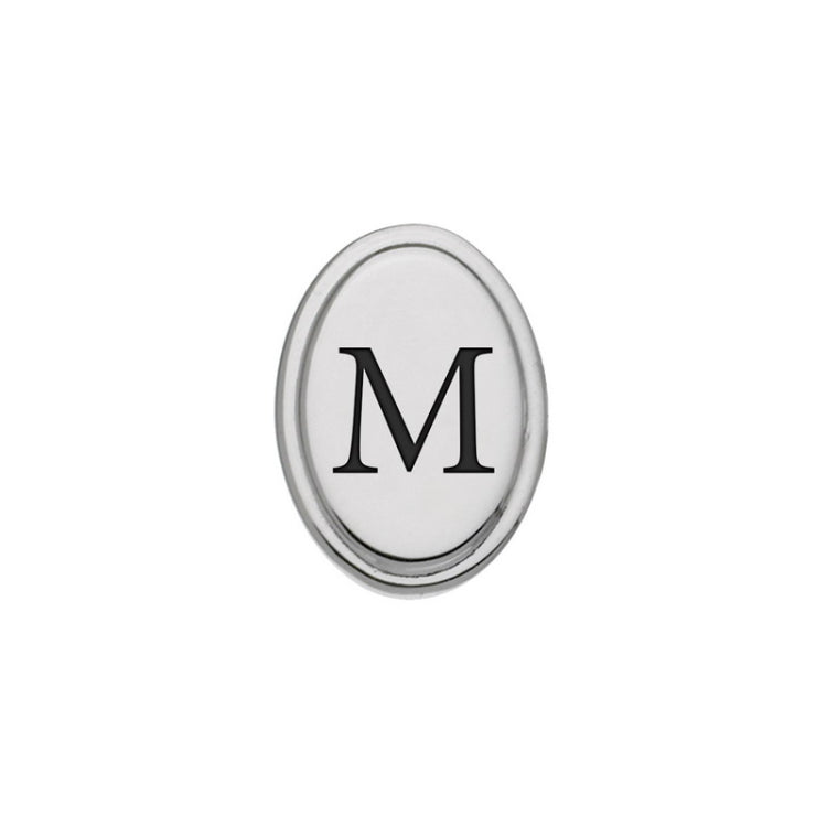 Rhodium Finish Initial W/Black Epoxy 'M' Tie Tac