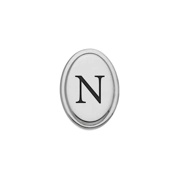 Rhodium Finish Initial W/Black Epoxy 'N' Tie Tac