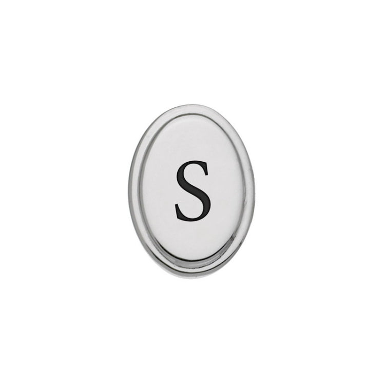 Rhodium Finish Initial W/Black Epoxy 'S' Tie Tac
