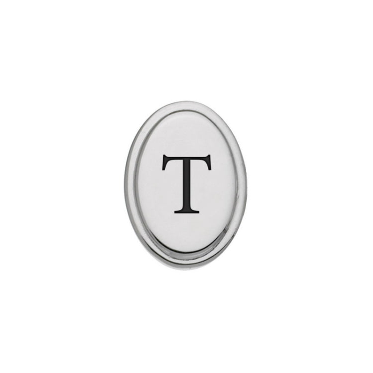 Rhodium Finish Initial W/Black Epoxy 'T' Tie Tac