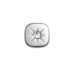 Rhodium Finish Cushion Tie Tack W/White Crystal