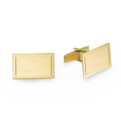 14K Yellow Gold Large Rectangle Satined Cufflinks W/Border Line