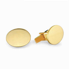 14K Yellow Gold Small Oval Polished Cufflinks
