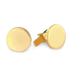 14K Yellow Gold Round Plain Polish Cufflinks
