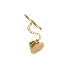 14K Yellow Gold Oval Polished Engine-Turned Tie Tack