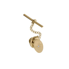 14K Yellow Gold Oval Tie Tack W/.02 Cttw Diamond