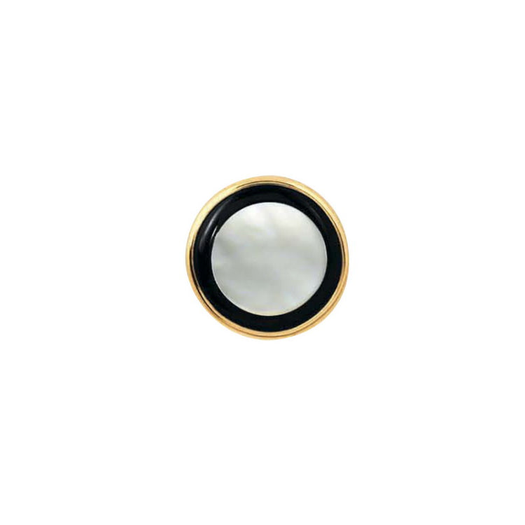 14K Yellow Gold Round Tie Tack With Mop & Onyx Stone