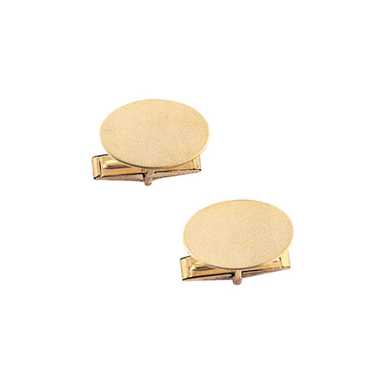 14K Yellow Gold Small Oval Polished Cufflinks
