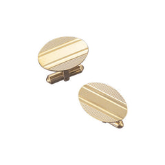 14K Yellow Gold Oval Engine Turned Cufflinks