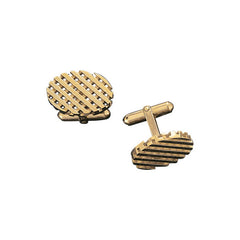 14K Yellow Gold Oval Waffle Cufflinks