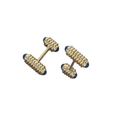 14K Yellow Gold Coil Cufflinks with 8 Sapphire Cabochons