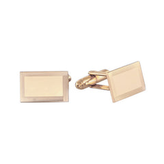 14K Yellow Gold Rectangle 4-Way Engine-Turned Polished Cufflinks