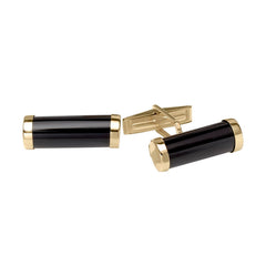 14K Yellow Gold Onyx Cylinder Cufflinks