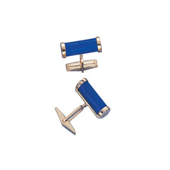 14K Yellow Gold Lapis Cylinder Cufflinks