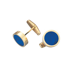 14K Yellow Gold Round Inlaid Lapis Cufflinks