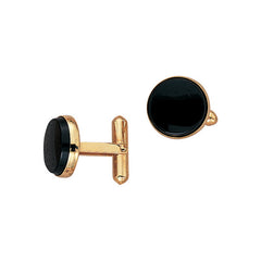 14K Yellow Gold Round Onyx Cufflink