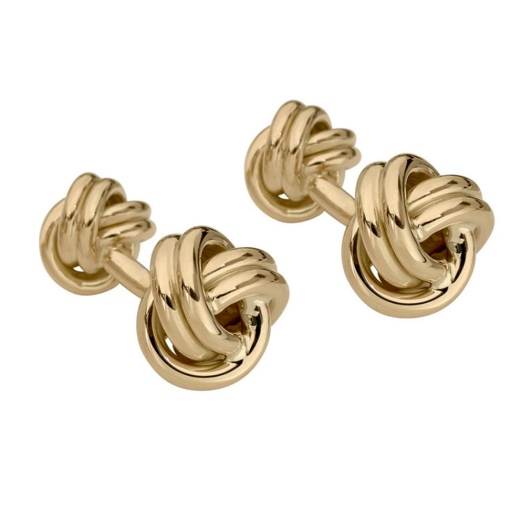 14K Yellow Gold Love Knot Cufflinks W/ Medium & Small Knot