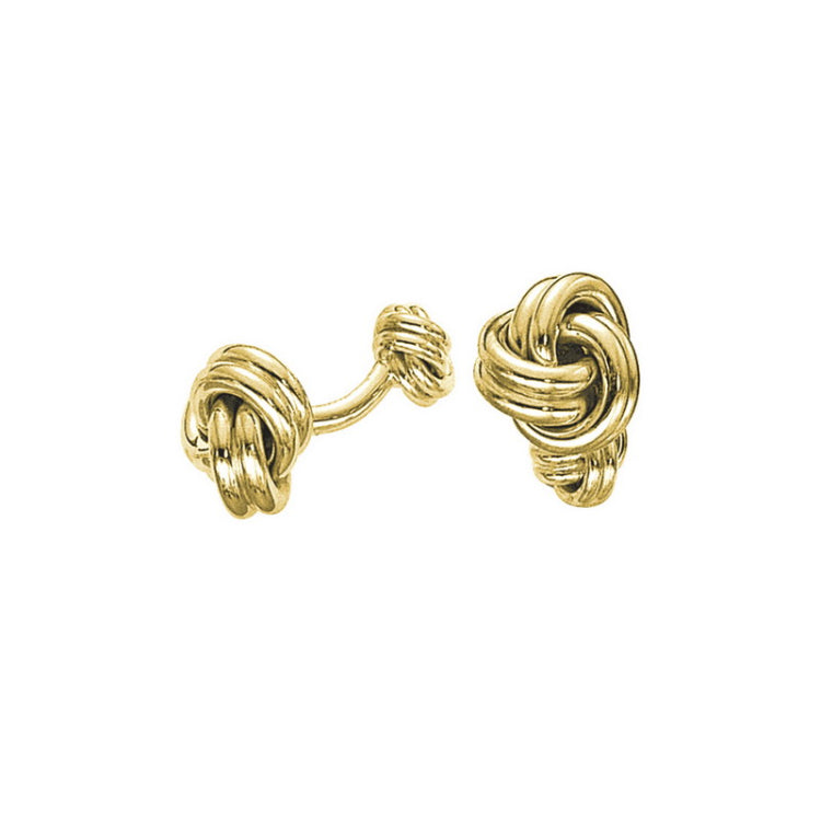 14K Yellow Gold Love Knot Cufflinks W/Large & Small Knot