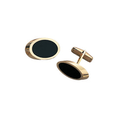 14K Yellow Gold Wedge Cufflinks with Onyx