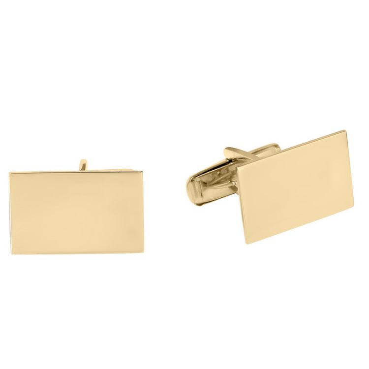 14K Yellow Gold Rectangle Polished Cufflinks