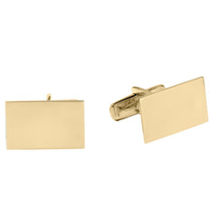 14K Yellow Gold Rectangle Polished Cufflinks