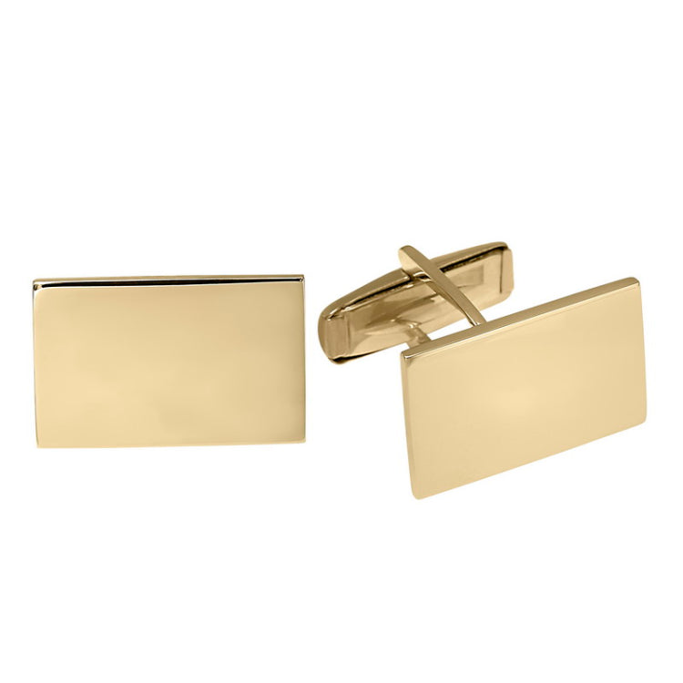 14K Yellow Gold Rectangle Polished Cufflinks