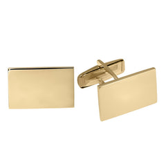 14K Yellow Gold Rectangle Polished Cufflinks