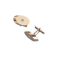 14K Yellow Gold Oval Wedge Diamond Cufflinks W/.45 Cttw