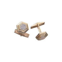 14K Yellow Gold Hexagon Diamond Cufflinks W/.58 Cttw Diamonds