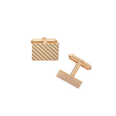 14K Yellow Gold Rectangle Engine Turned Cufflinks
