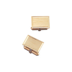 14K Yellow Gold Rectangle Cufflinks W/Satined Engine-Turned Border