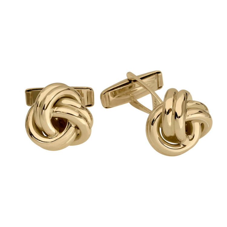 14K Yellow Gold Large Love Knot Cufflinks with Action