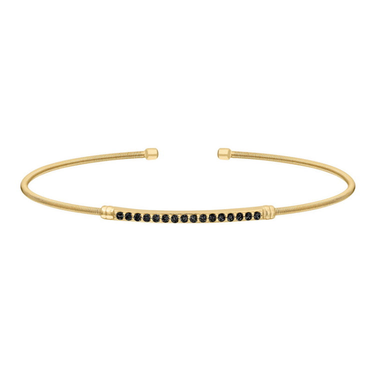 Gold finish sterling silver cable cuff bracelet with simulated onyx