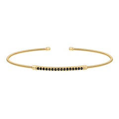 Gold finish sterling silver cable cuff bracelet with simulated onyx