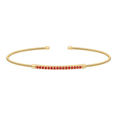 Gold finish sterling silver cable cuff bracelet with simulated garnet birth gems - january