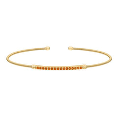 Gold finish sterling silver cable cuff bracelet with simulated citrine birth gems - november