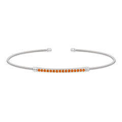 Rhodium finish sterling silver cable cuff bracelet with simulated citrine birth gems - november