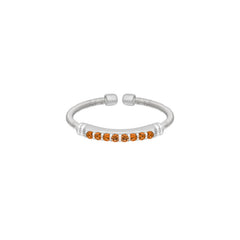 Rhodium Finish Sterling Silver Cable Cuff Ring with Simulated Citrine Birth Gems - November