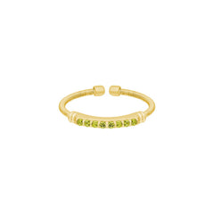 Gold Finish Sterling Silver Cable Cuff Ring with Simulated Ruby Birth Gems - August
