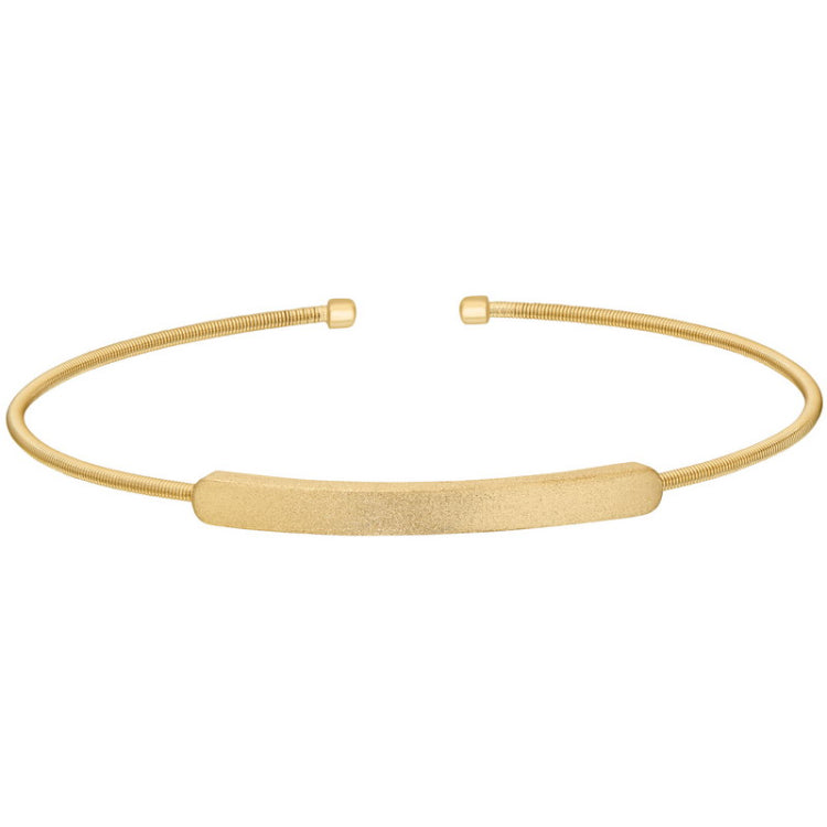 Gold finish sterling silver cable cuff bracelet name plate